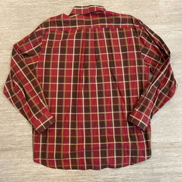 Men’s Alan Flusser Long Sleeve Plaid Button Down Shirt Size XL Red - Picture 4 of 4